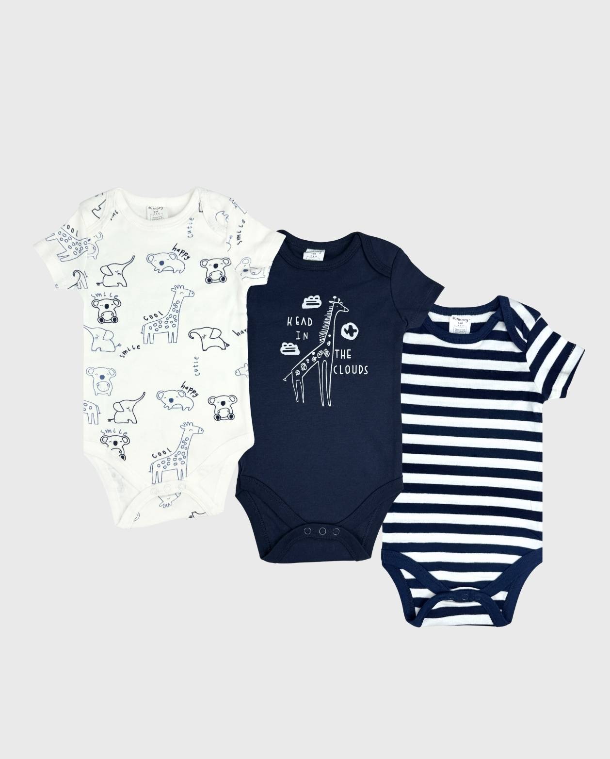 Set 3 Bodys Estampado Jirafa Navy