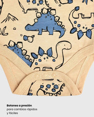 Set 3 Bodys Estampado Rayas Con Dinosaurios Travesuras