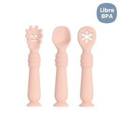 Set 3 Cubiertos en Silicona Rosado