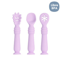 Set 3 Cubiertos en Silicona Morado