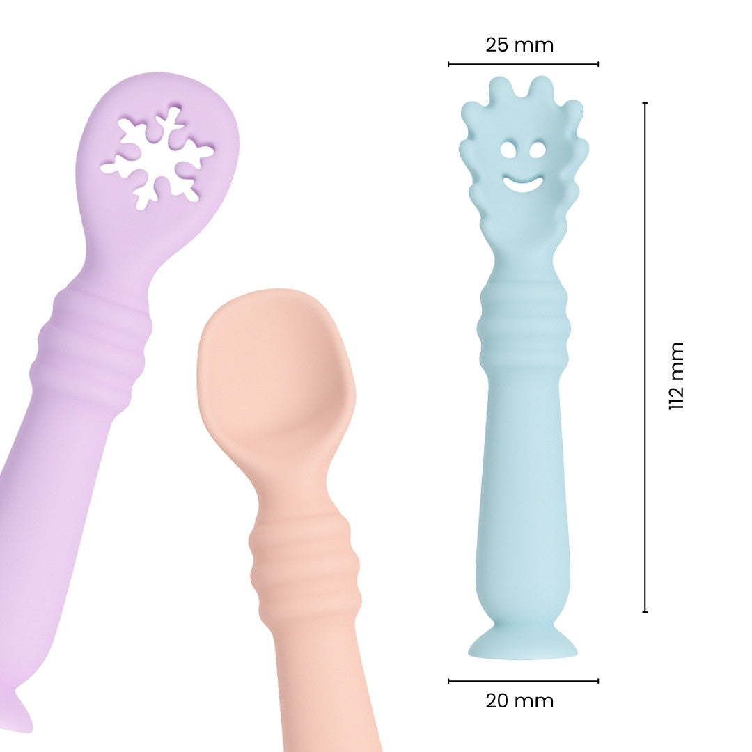 Set 3 Cubiertos en Silicona Medidas