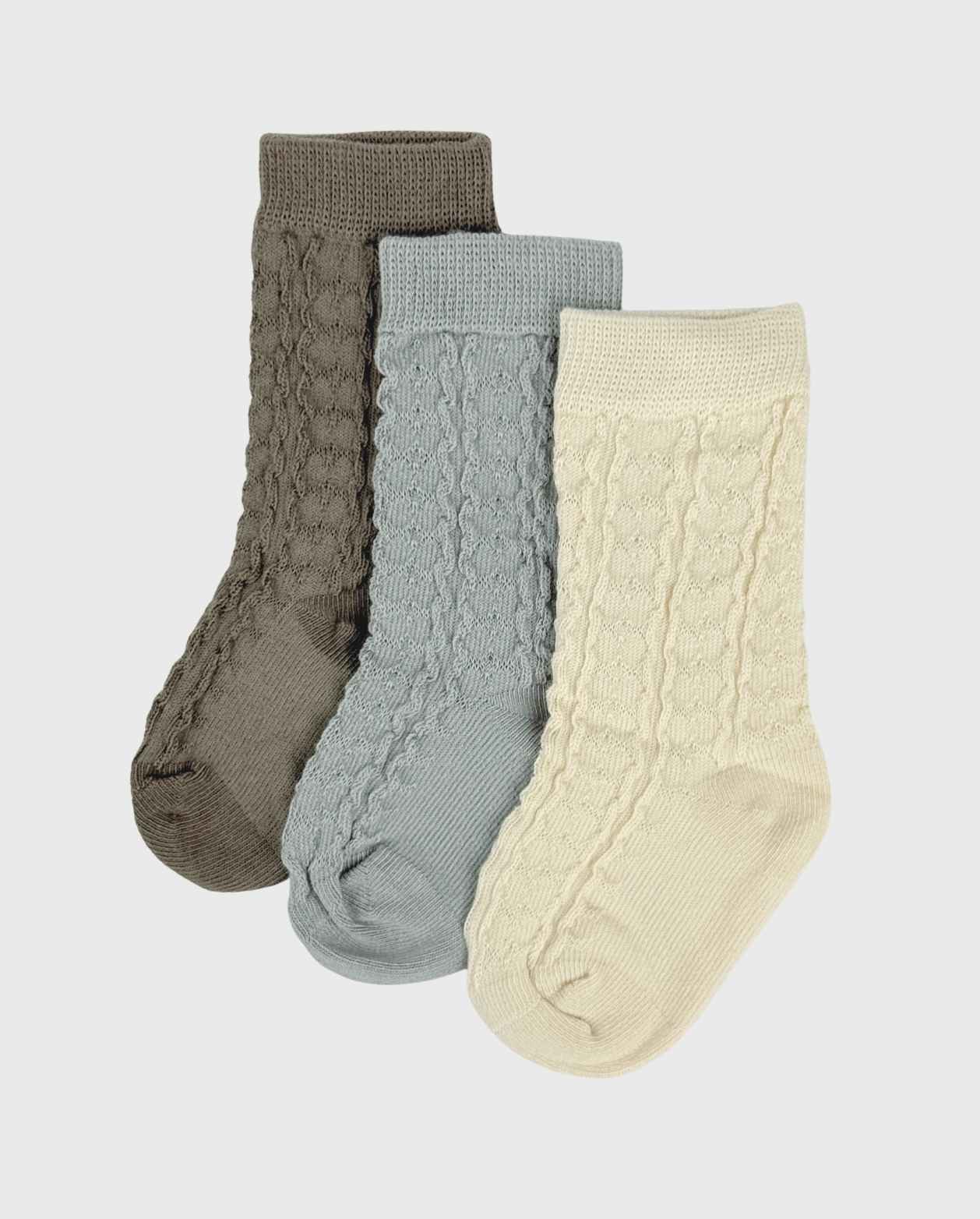 Set 3 Medias Trenzado Bebés Colores