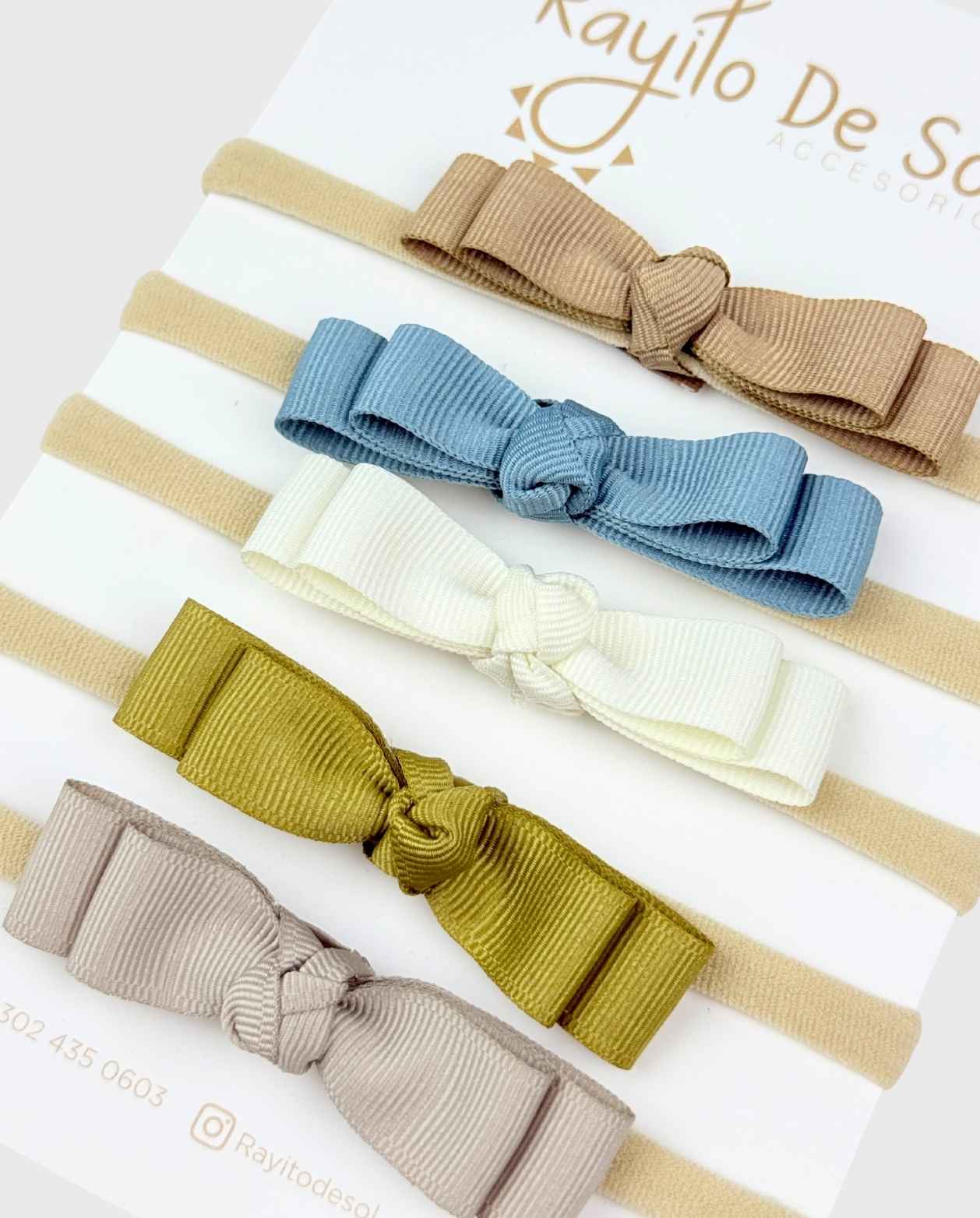 Set 4 Balacas Moño Pia Tierra Verde Rayito de Sol Niñas