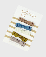 Set 4 Balacas Moño Pia Tierra Verde Rayito de Sol 