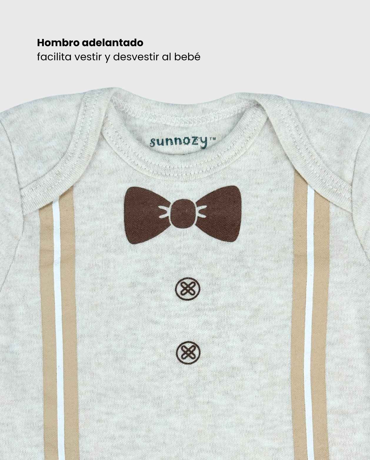 Set 5 Bodys Estampado Corbatín Oso beige Niños