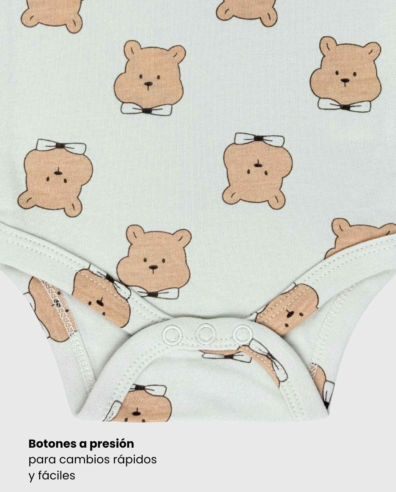 Set 5 Bodys Estampado Corbatín Oso beige Detalles