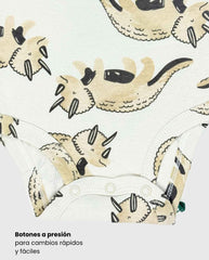 Set 5 Bodys Estampado Dinosaurios Beige Niños