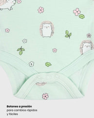 Set 5 Bodys Estampado Flores Erizo Detalles