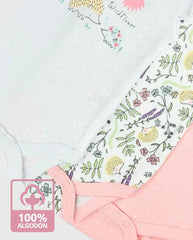 Set 5 Bodys Estampado Flores Erizo Algodón  
