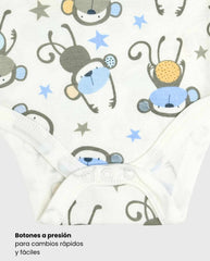 Set 5 Bodys Estampado Mono Gris Detalles