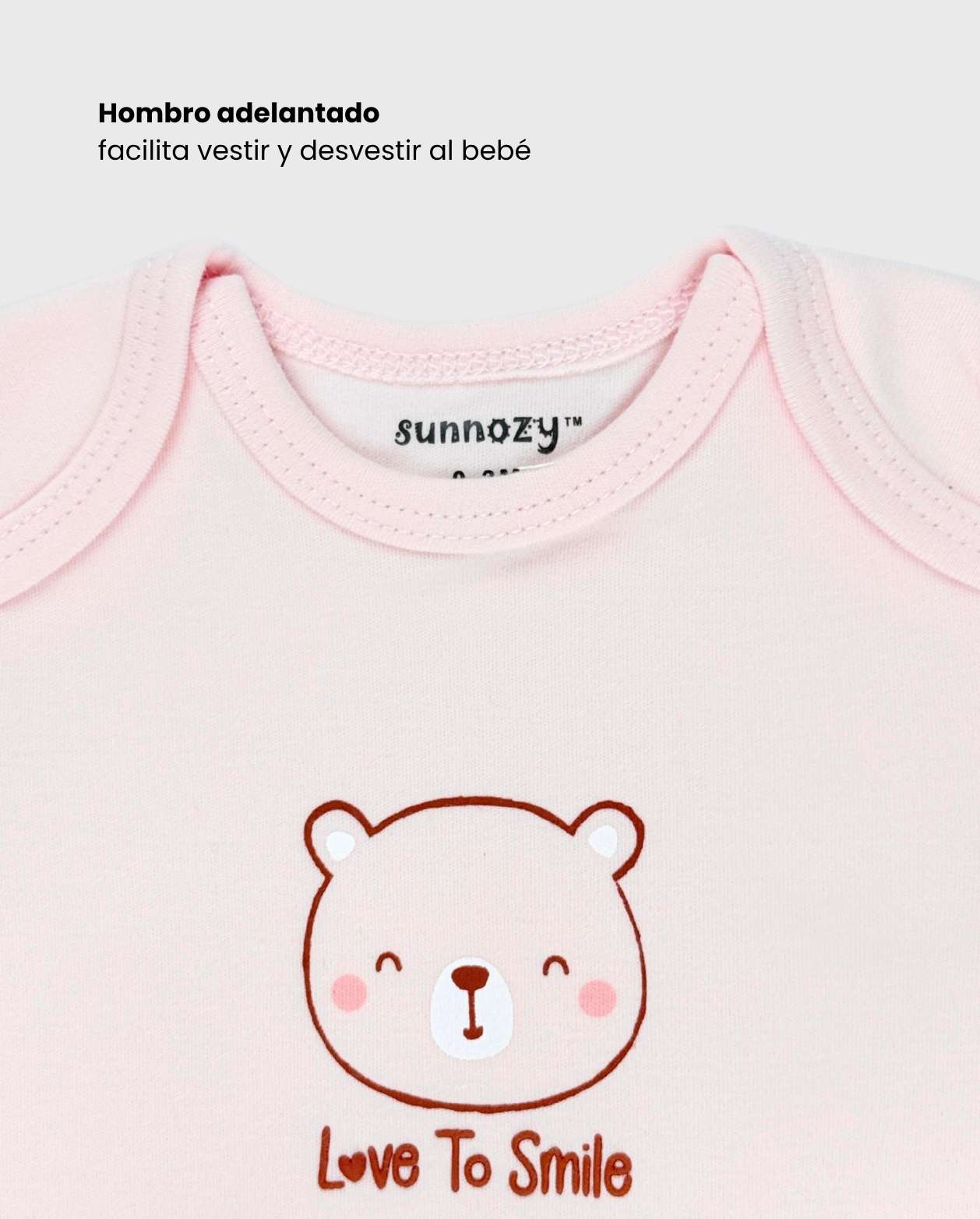 Set 5 Bodys Estampado Oso Love Rosa Niñas