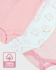 Set 5 Bodys Estampado Oso Love Rosa Algodón 