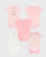 Set 5 Bodys Estampado Oso Love Rosa 