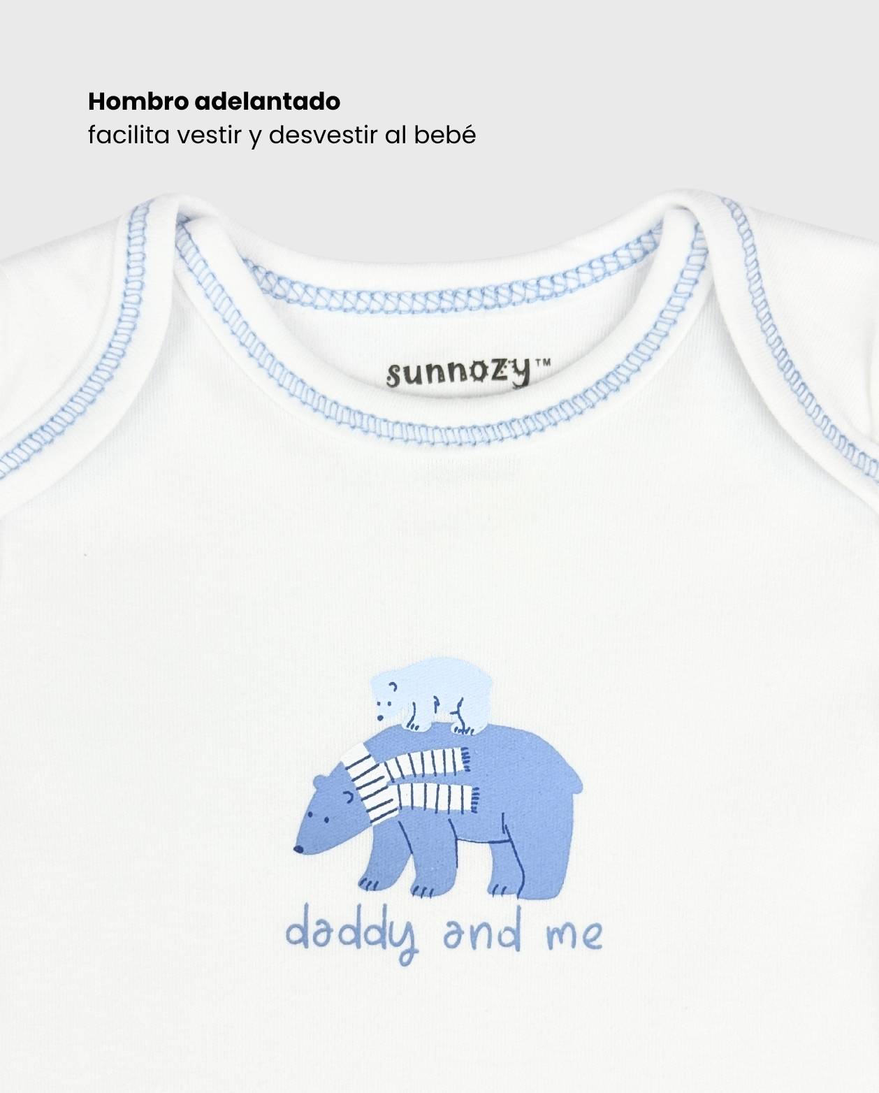 Set 5 Bodys Estampado Oso Polar Azul Niños