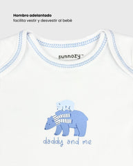 Set 5 Bodys Estampado Oso Polar Azul Niños