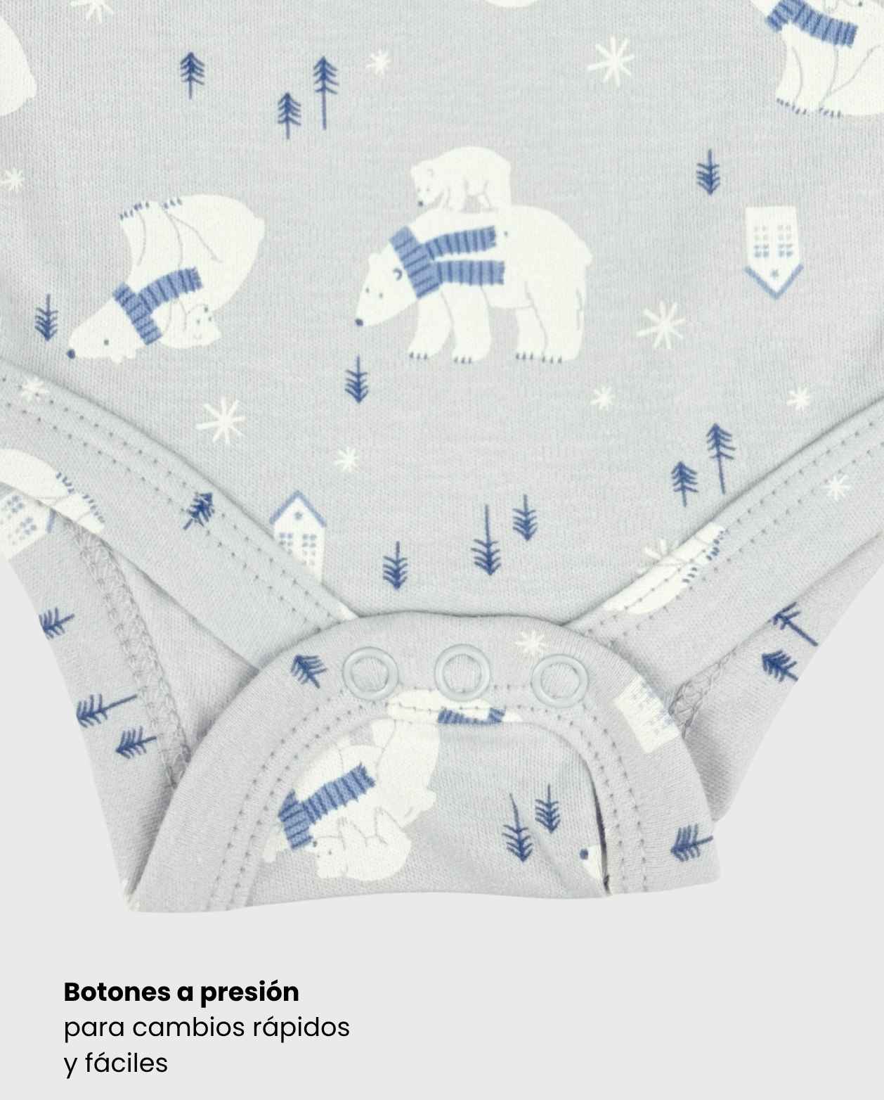 Set 5 Bodys Estampado Oso Polar Azul Travesuras