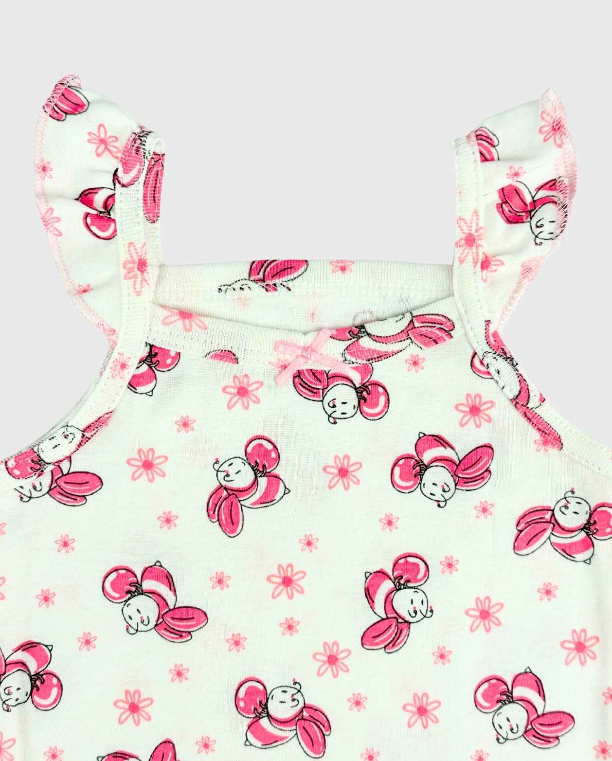 Set 5 Bodys Tiras Estampado Abeja Rosa Detalles