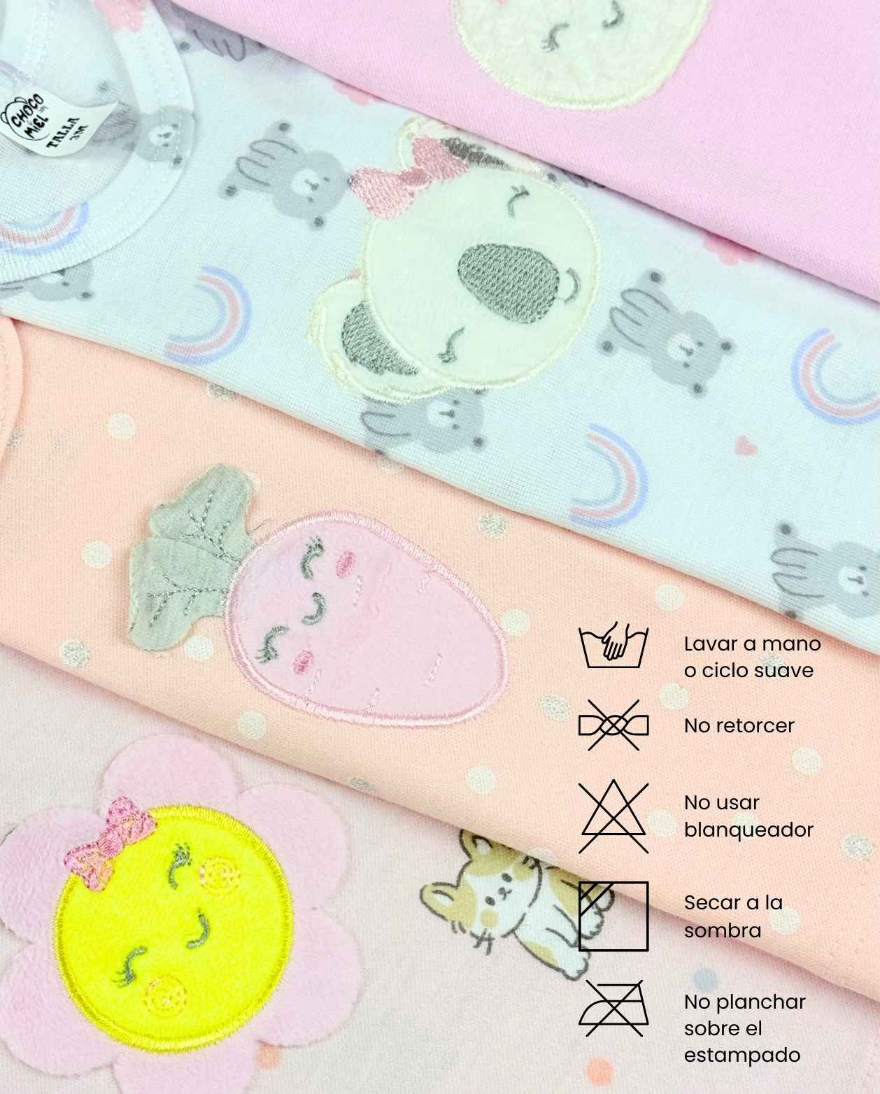 Set 5 Esqueletos Bordados Animales Niña Surtido Colores