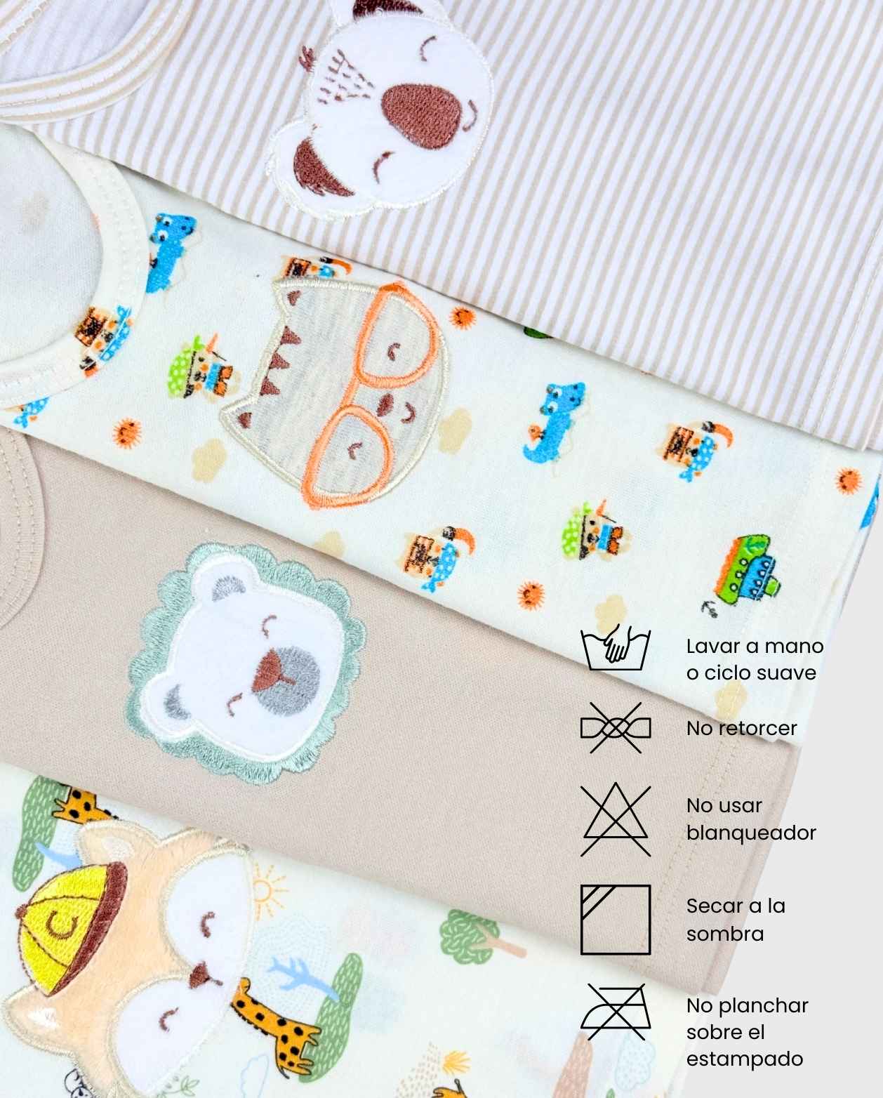 Set 5 Esqueletos Bordados Animales Niño Surtido Colores