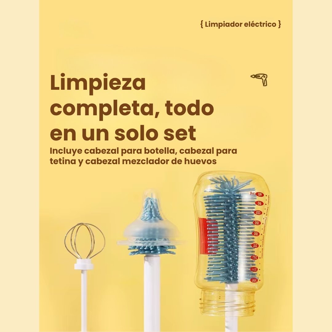 Set Lava Tetero Electrico En Silicona Limpieza