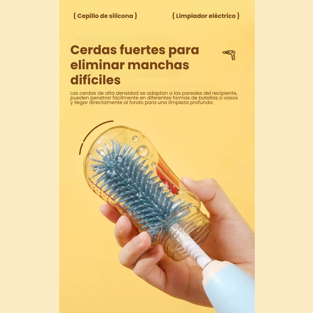 Set Lava Tetero Electrico En Silicona Cepillo