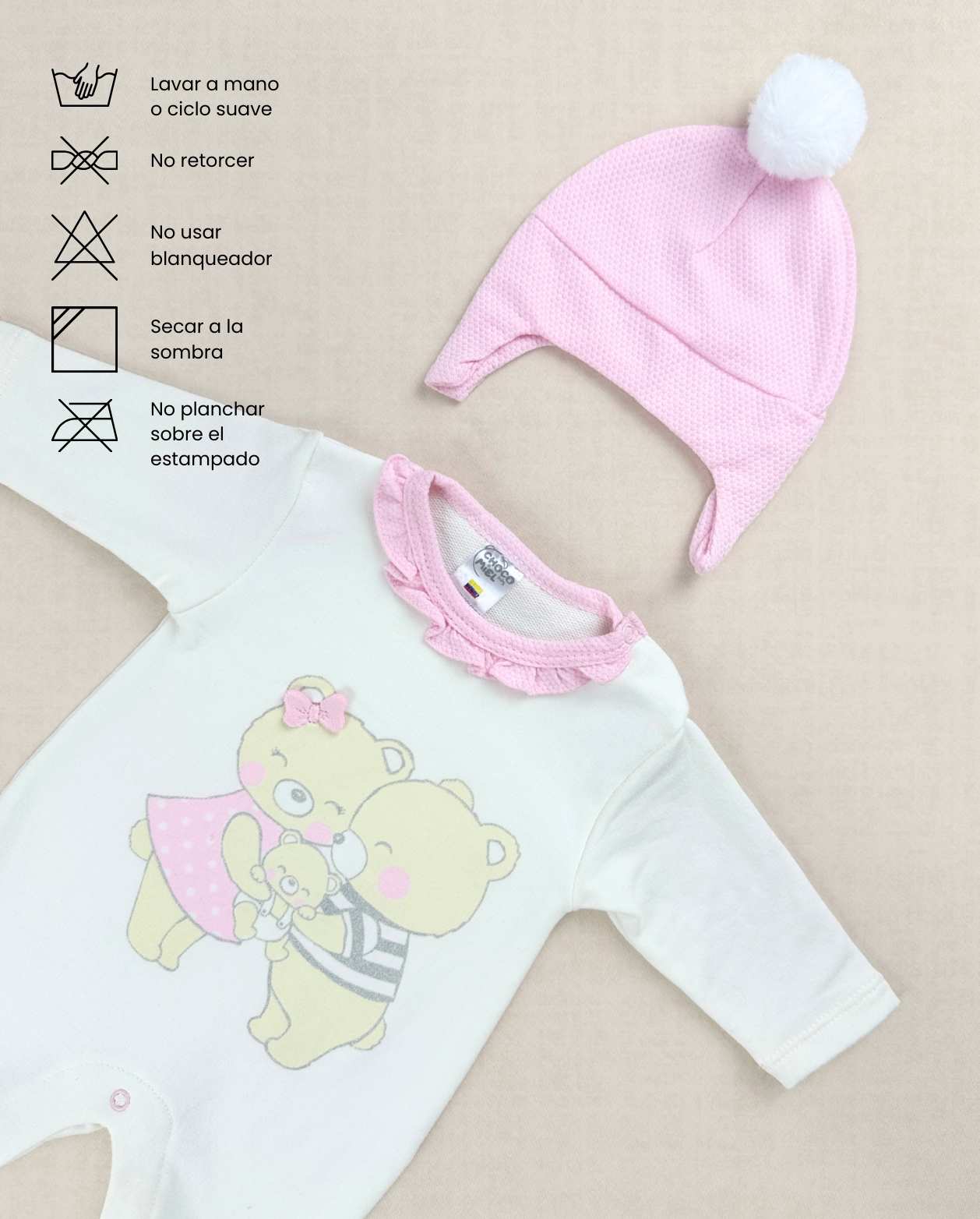 Set Primer Dia Familia Osos Rosa Niñas