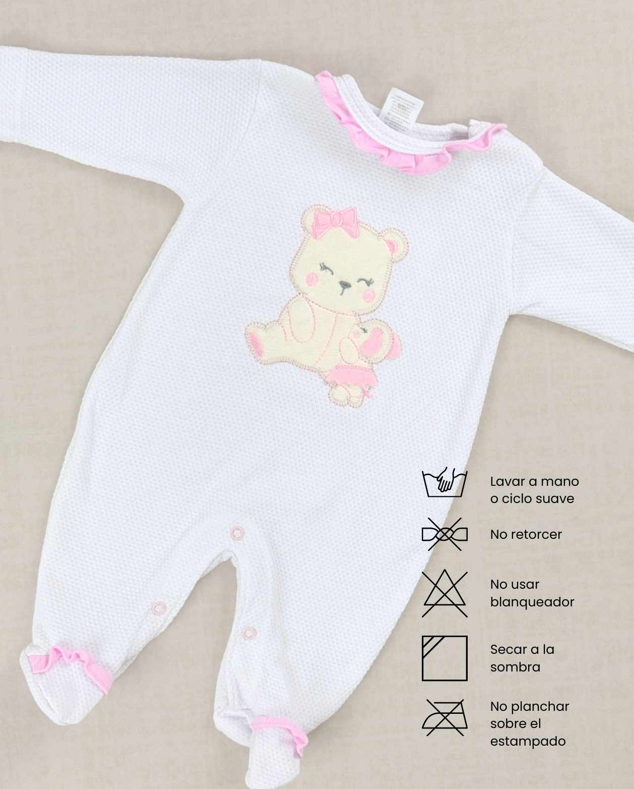 Set Primer Dia Oso Jardin Blanco Detalles