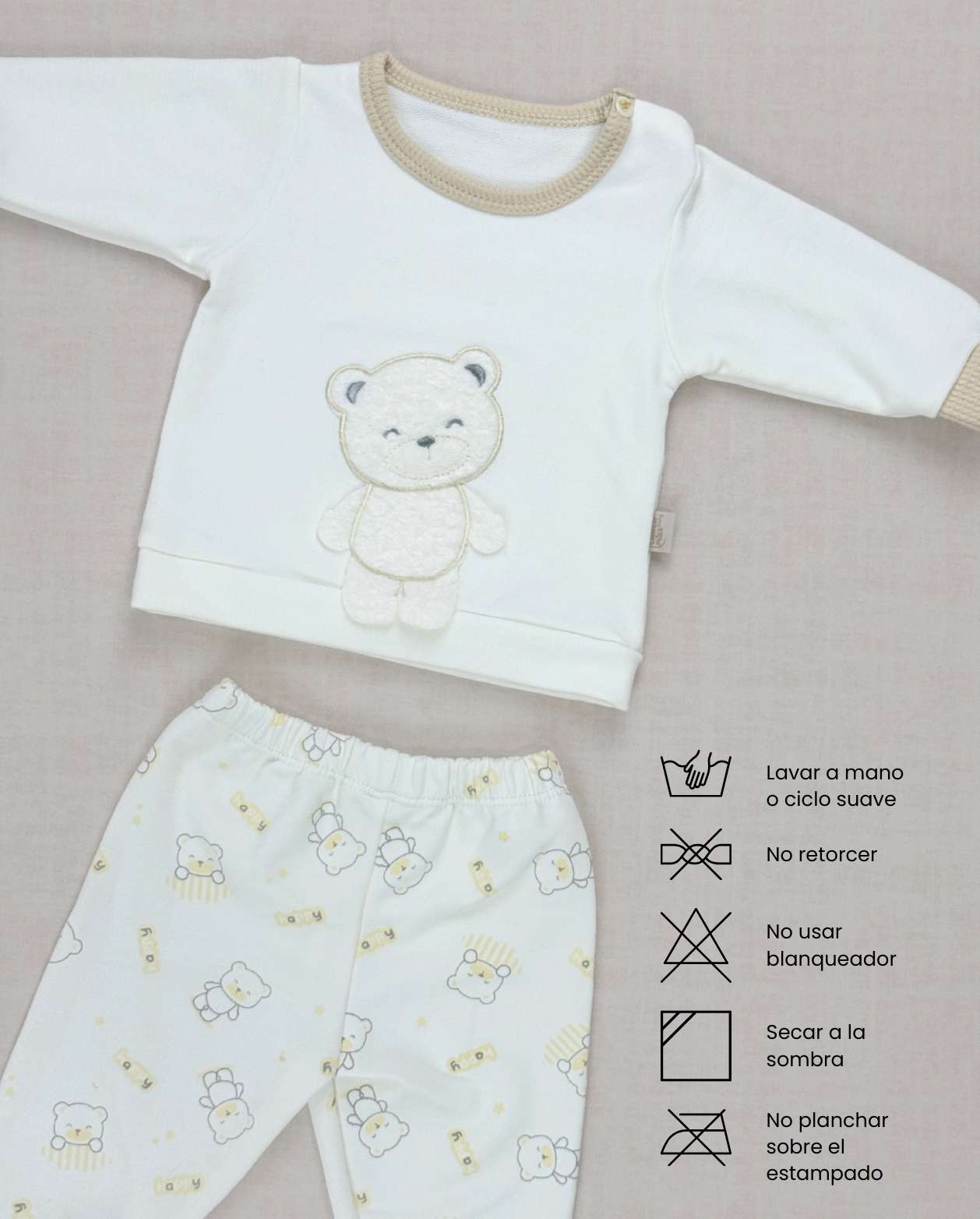 Set Primer Dia Overol Oso Beige Niños