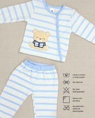 Set Primer Dia Rayas Oso Azul Detalles