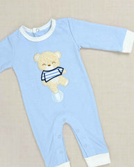Set Primer Dia Rayas Oso Azul Blue