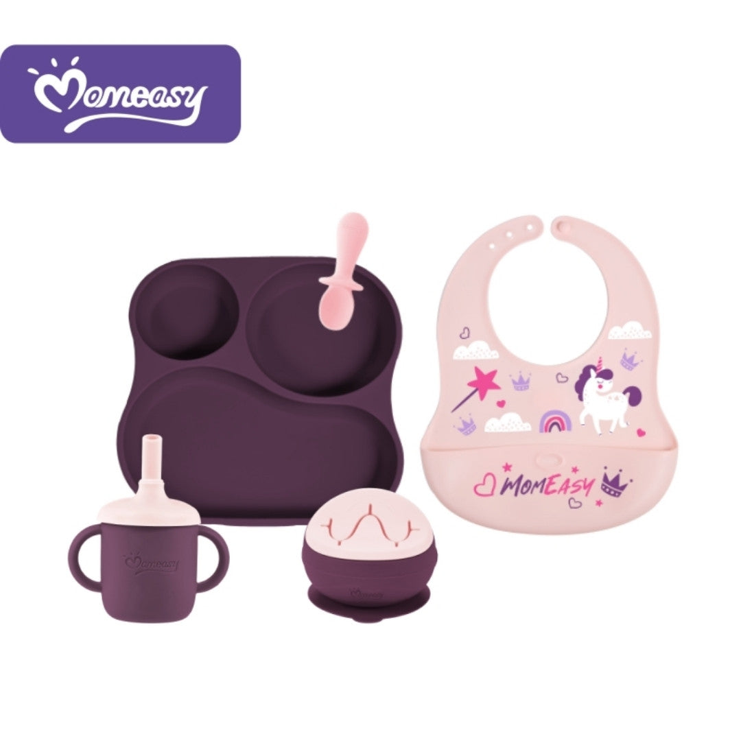 Set Vajilla 5 En 1 De Silicona LILA