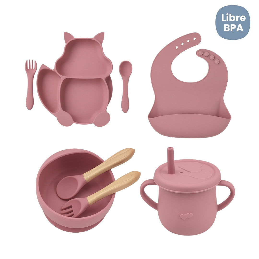 Set de Vajilla  Silicona Alimentación Ardilla Red