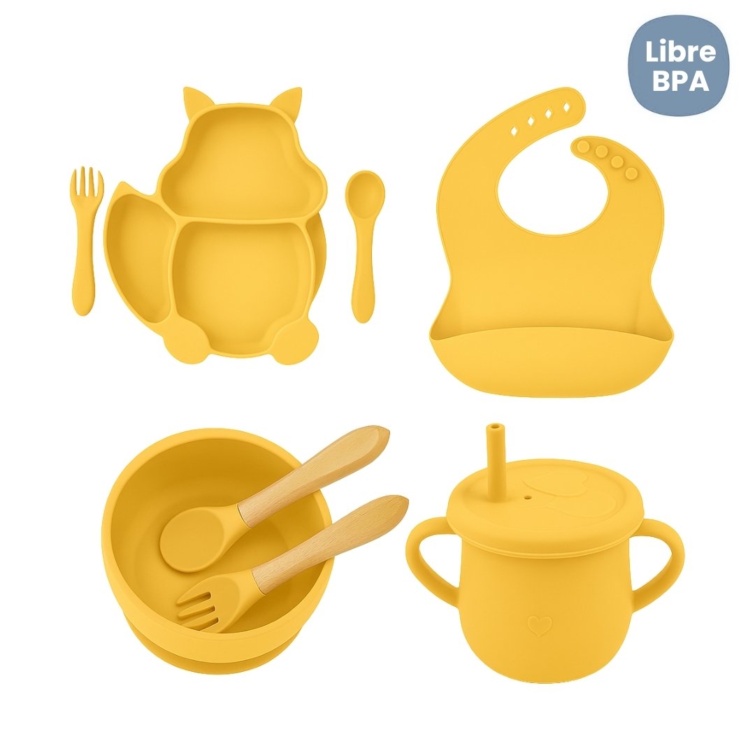 Set de Vajilla  Silicona Alimentación Ardilla Amarillo