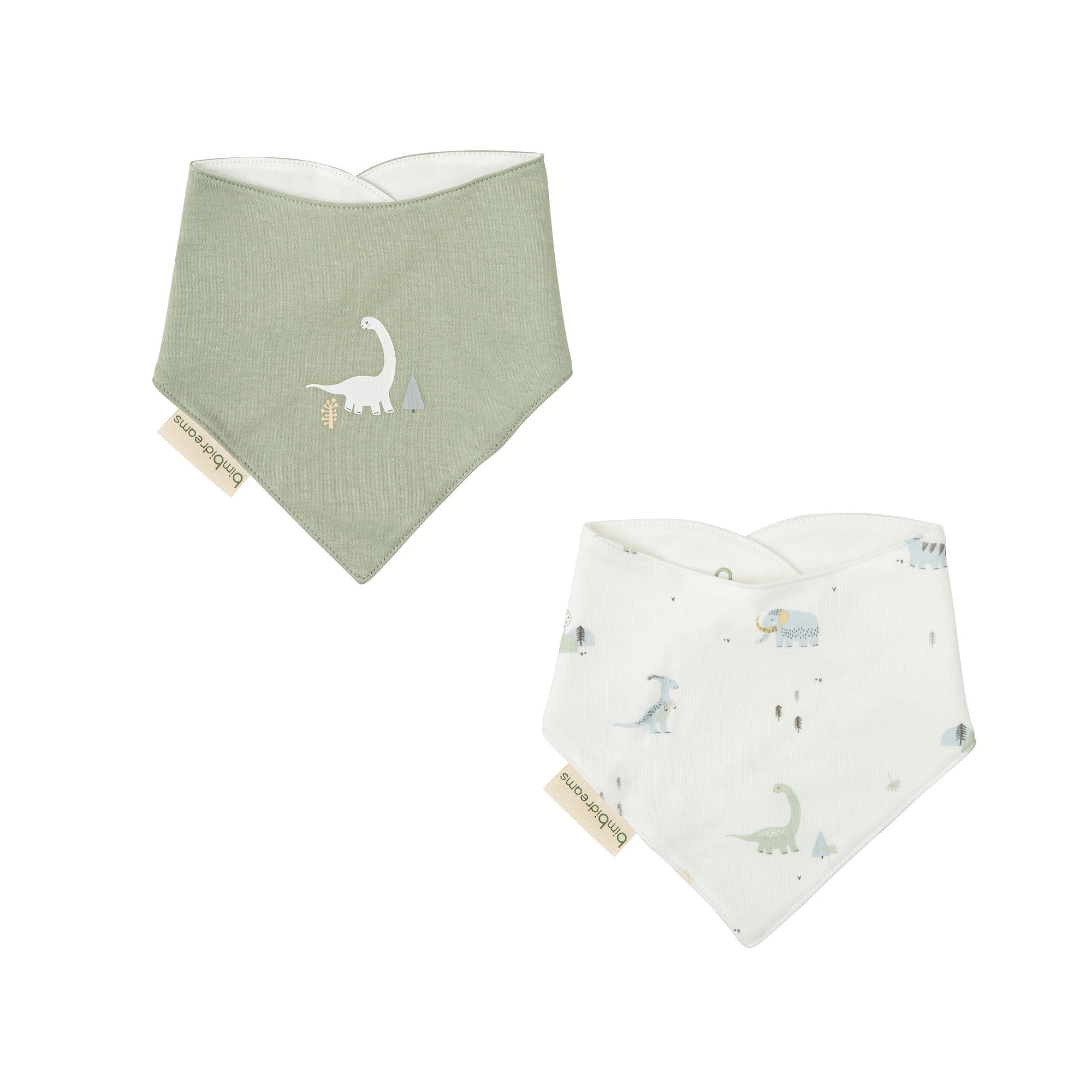 Set 2 Baberos Dinosaurio Verde Bimbidreams