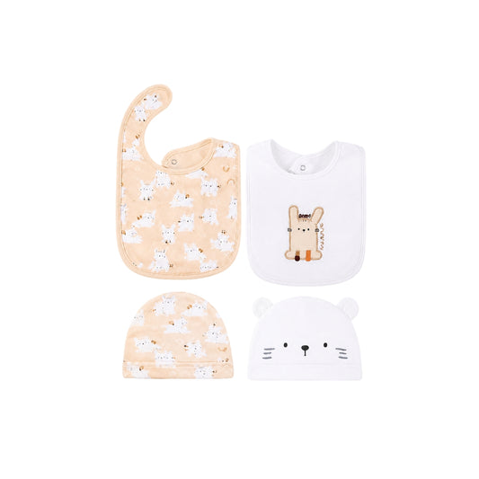 Set 2 Baberos y Gorros Conejo Blanco