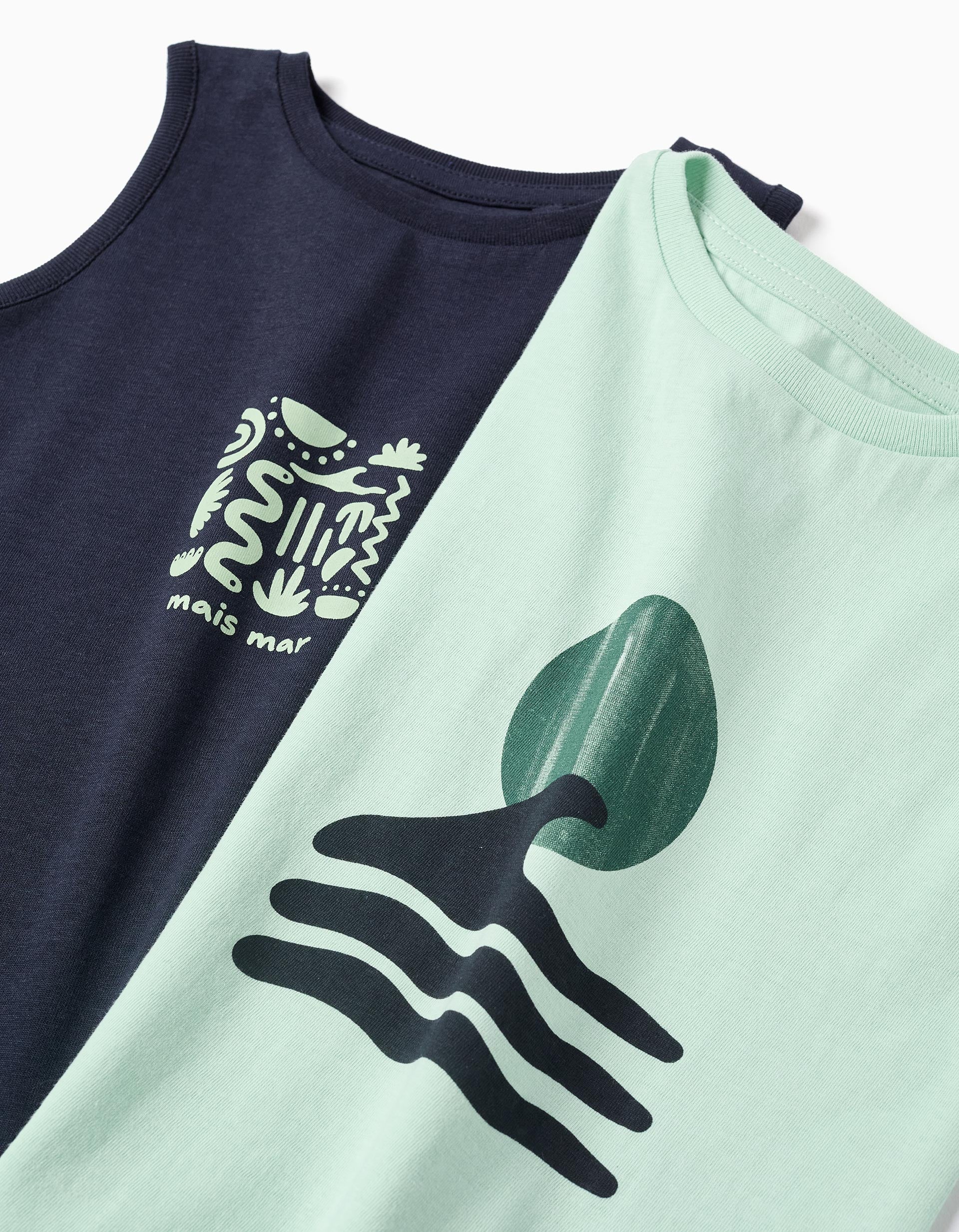 Set 2 Camisetas Esqueleto Estampado Verde Zippy detalle 