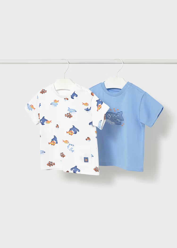 Set 2 Camisetas Estampado Peces Azul