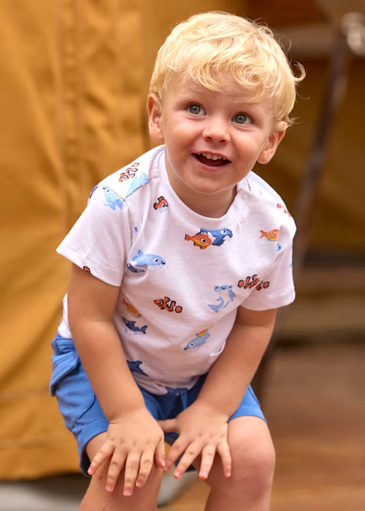 Set 2 Camisetas Estampado Peces Azul BEBE