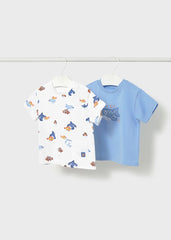 Set 2 Camisetas Estampado Peces Azul