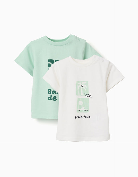 Set 2 Camisetas Estampado Playa Verde Zippy