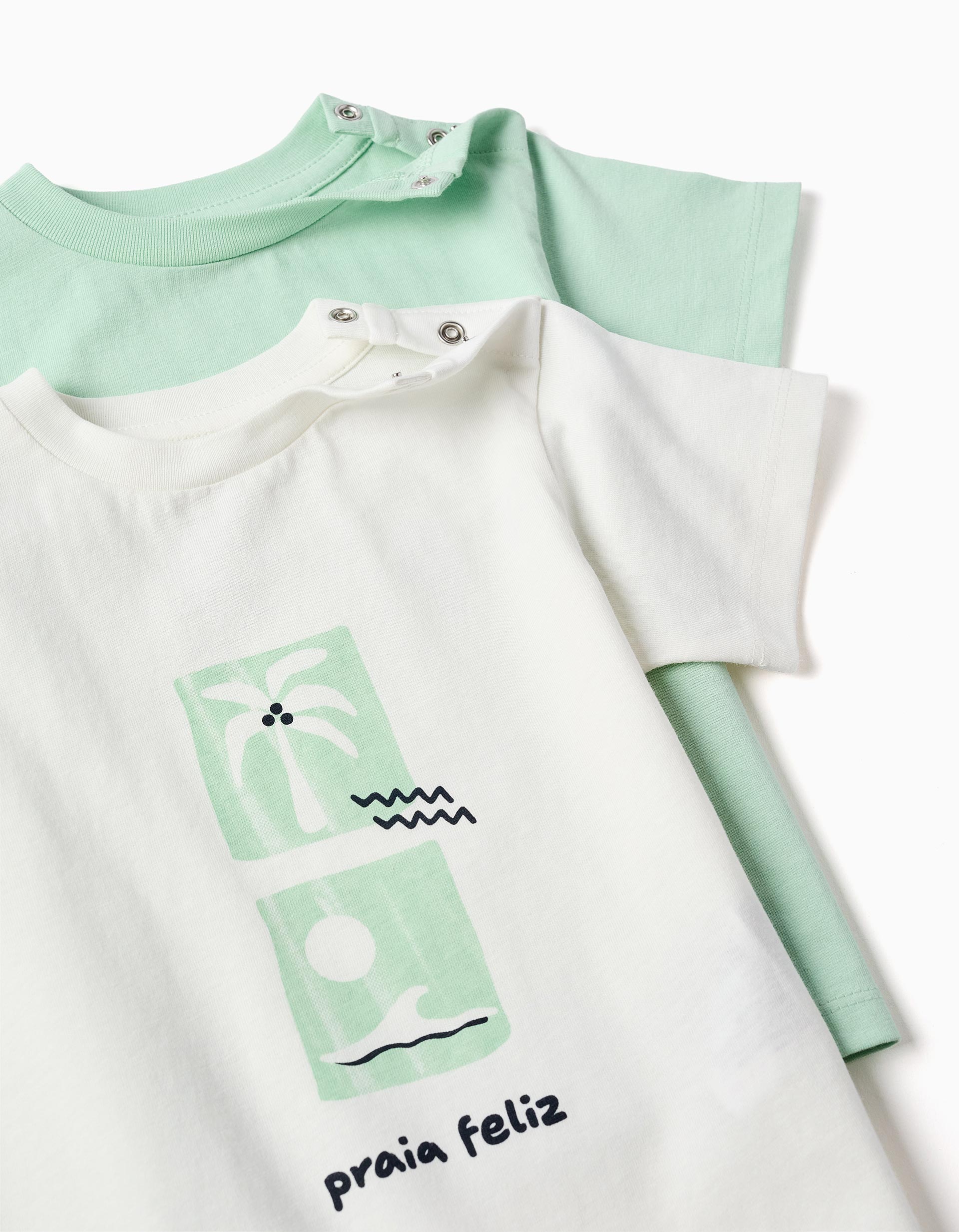 Set 2 Camisetas Estampado Playa Verde Zippy botones