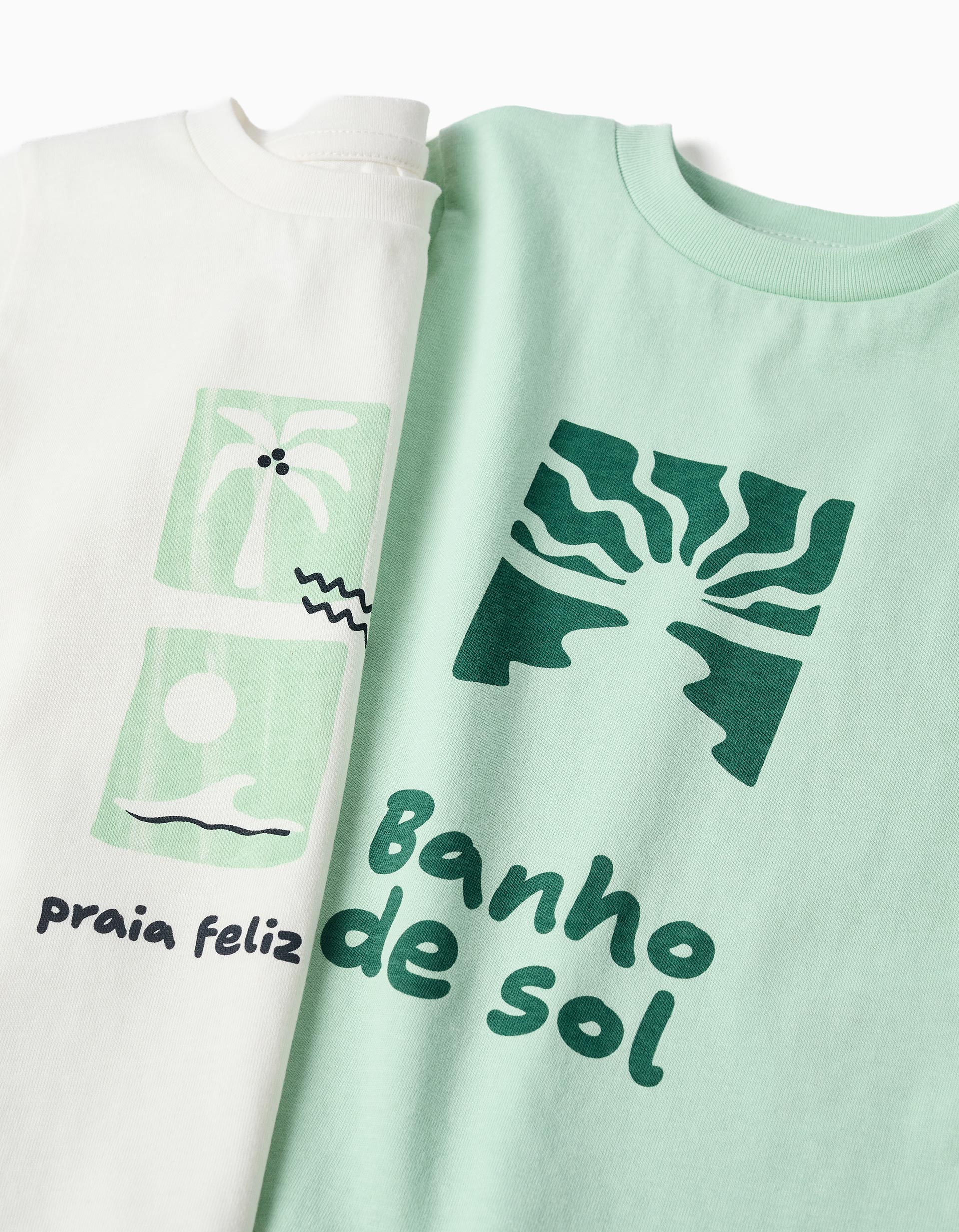 Set 2 Camisetas Estampado Playa Verde Zippy detalle