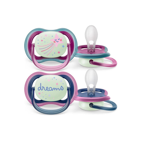 Set 2 Chupo Entretenedor Ultra Air Night Time Estrella 6-18M diseño