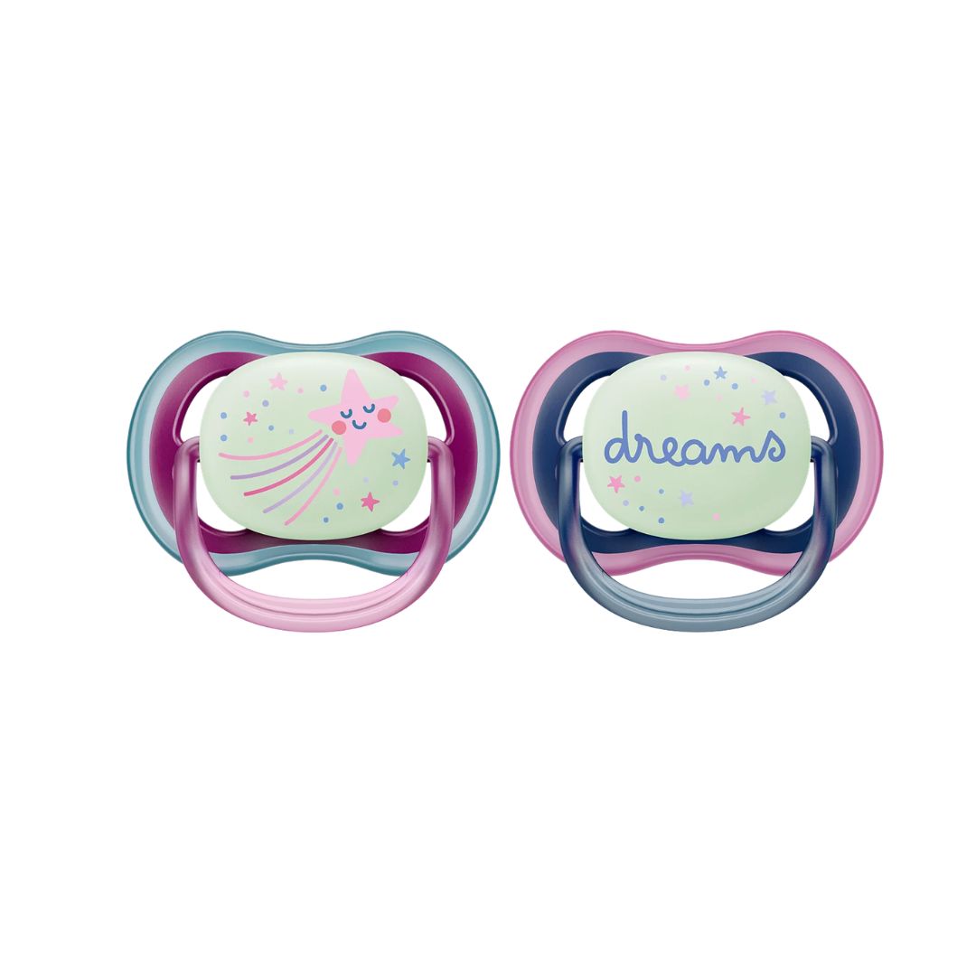 Set 2 Chupo Entretenedor Ultra Air Night Time Estrella 6-18M estilo