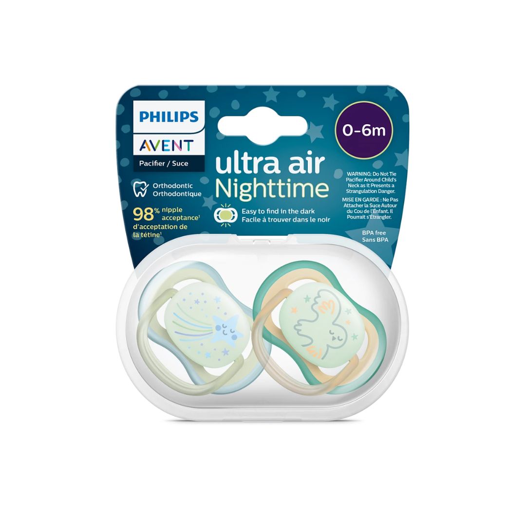 Set 2 Chupo Entretenedor Ultra Air Night Time Estrellas 0-6m