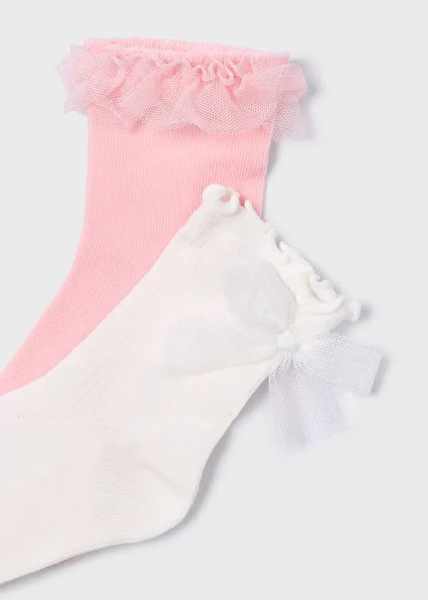 Set 2 Medias Detalle Moño Tul Rosa Mayoral detalle