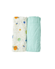 Set 2 Piezas Muselinas Caja Estampado verde