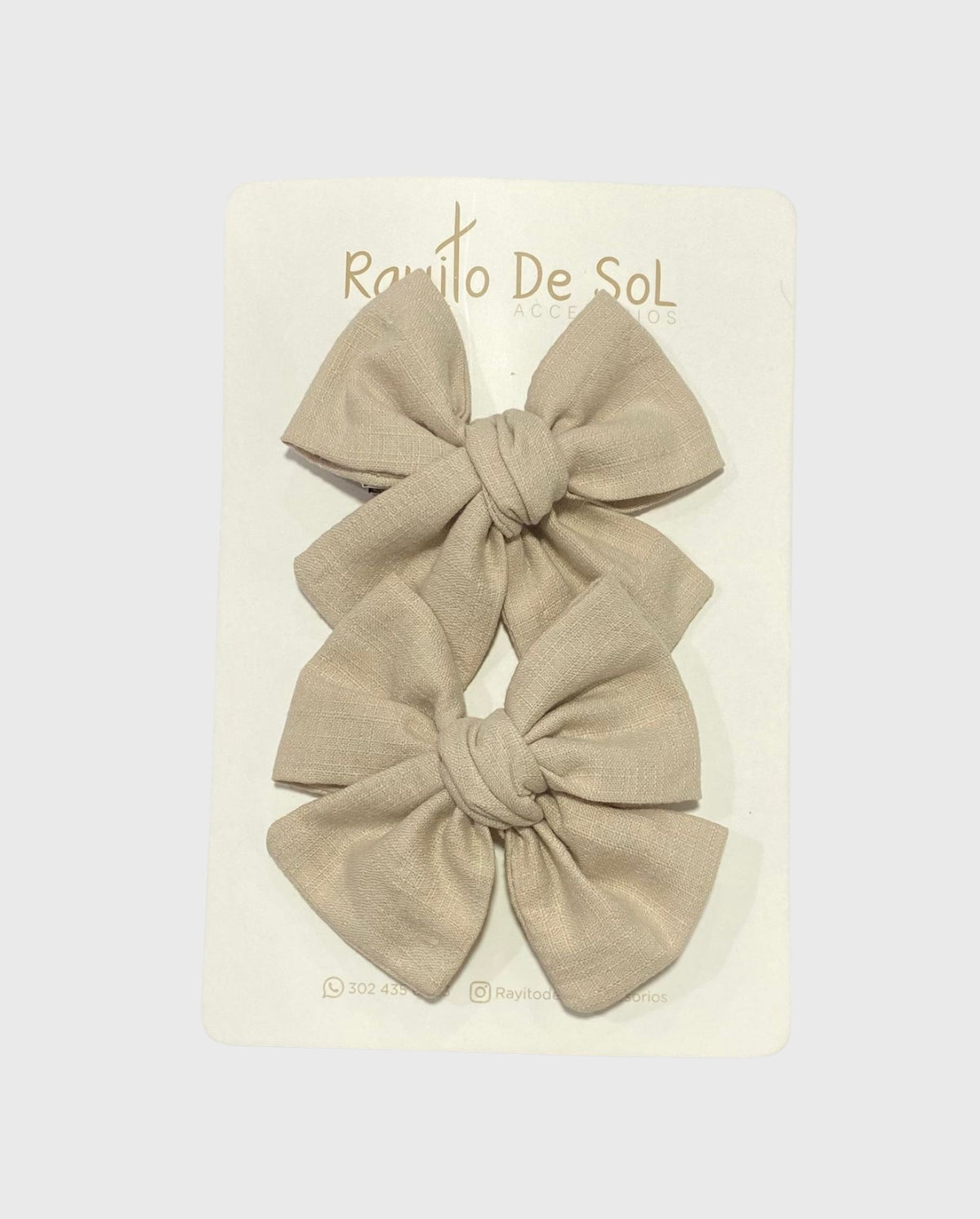 Set 2 Pinzas Moño Beige Rayito de Sol