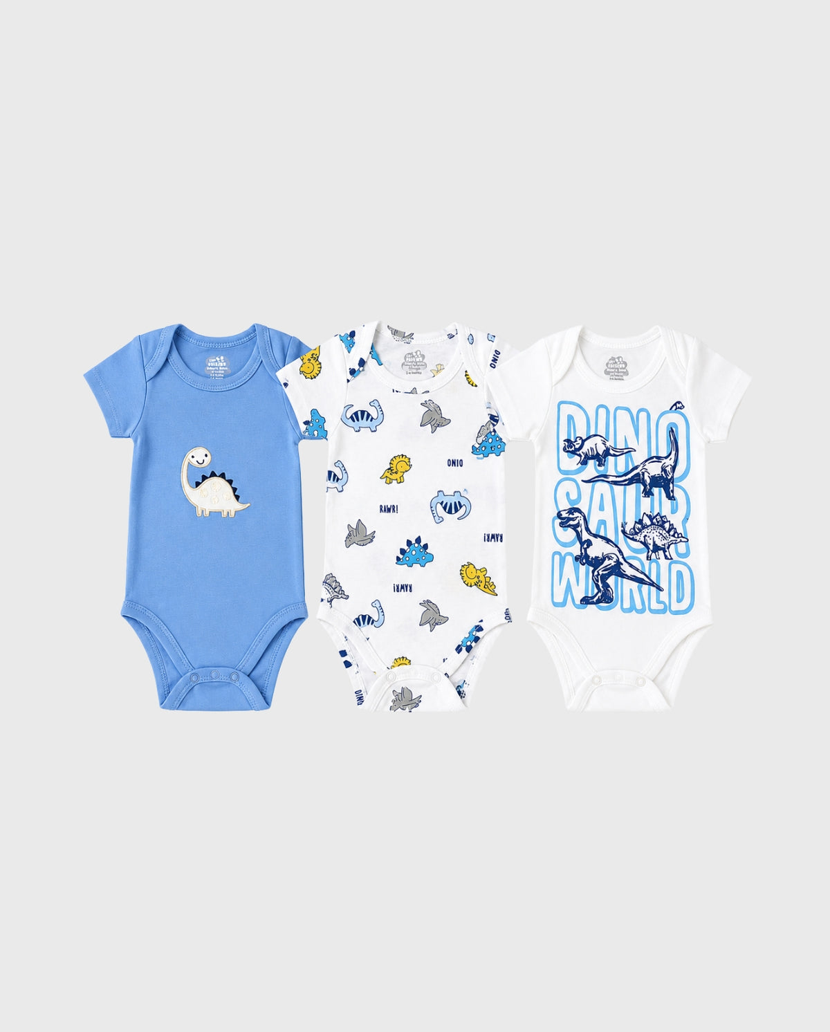 Set 3 Bodys Estampado Dinosaurio azul
