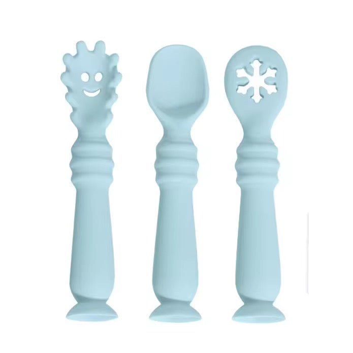 Set 3 Cubiertos en Silicona azul